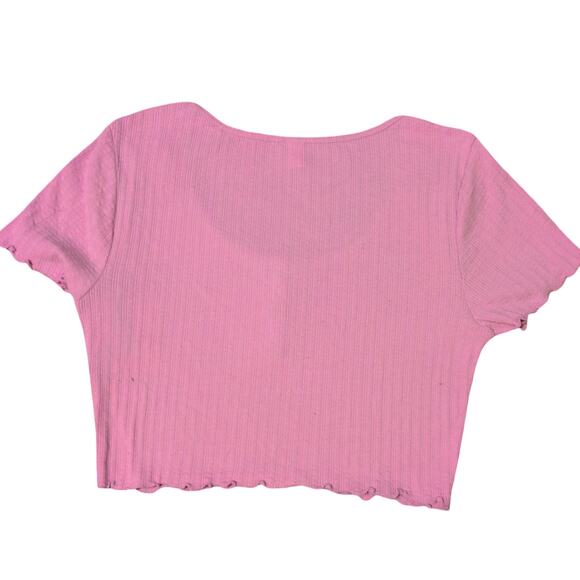Pink scallop trim crop top - Picture 2 of 2